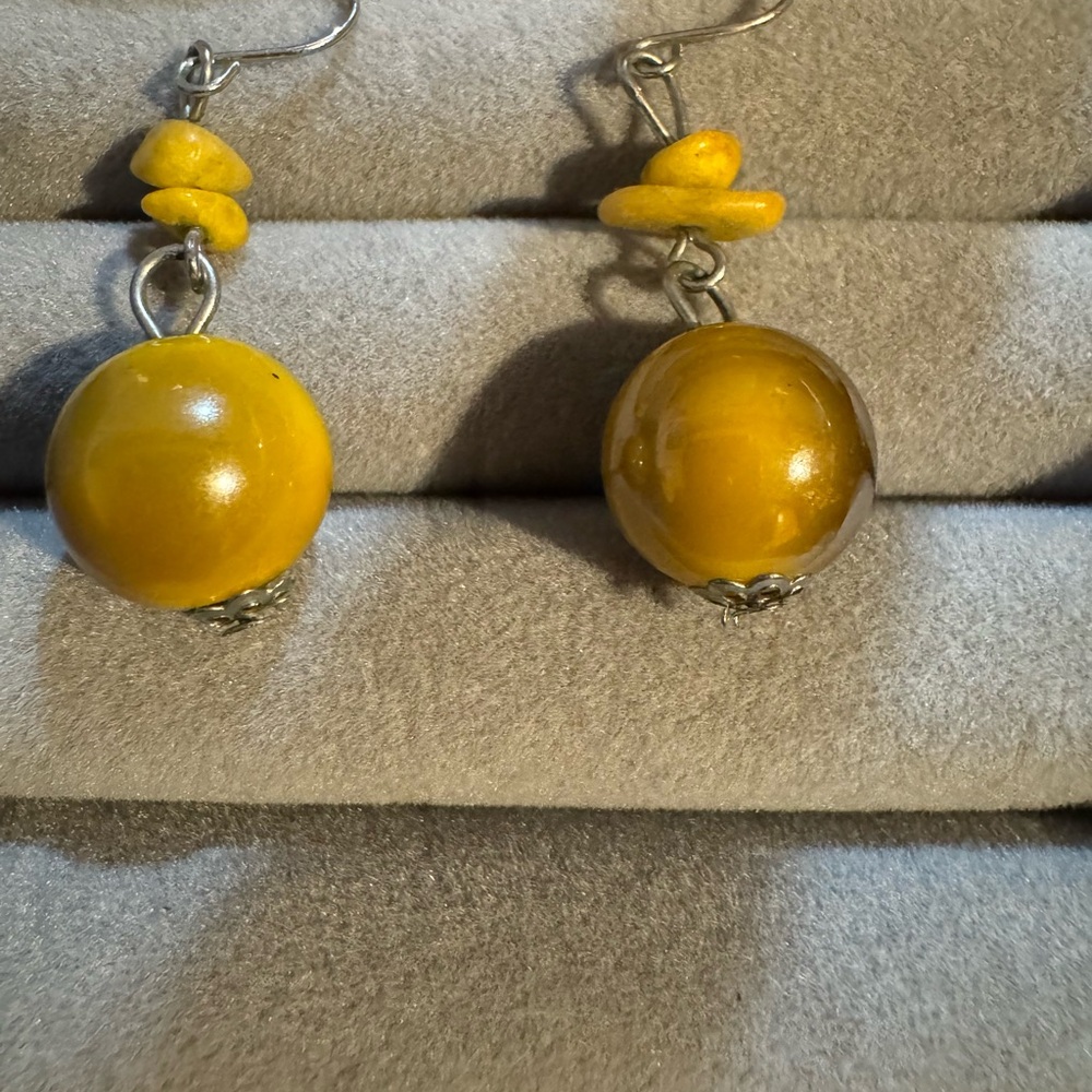 Yellow Beaded Earrings